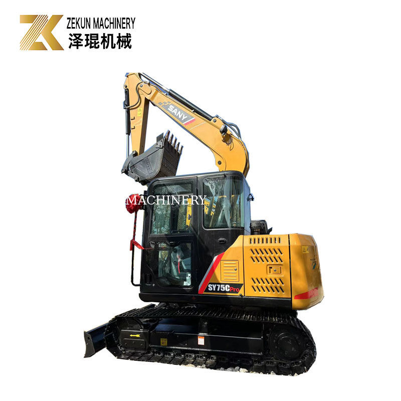 Δεύτερο χέρι Sany SY75C Pro 7.5 τόνων Mini Crawler Digger με κινητήρα ISUZU